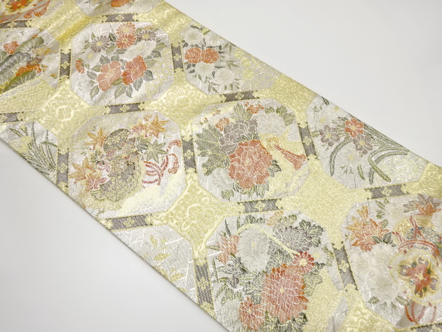 JAPANESE FUKURO OBI / SAGANISHIKI / WOVEN FLORAL PLANTS